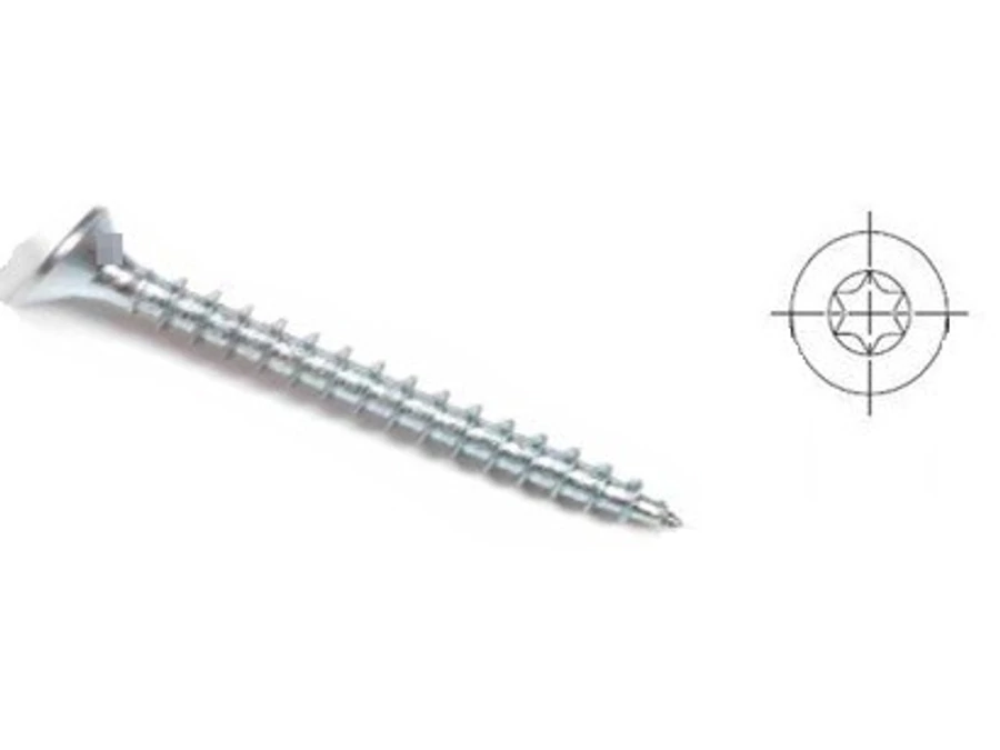 StrongFix Csavar TX 4X30 süllyesztett fejű cink fehér T20