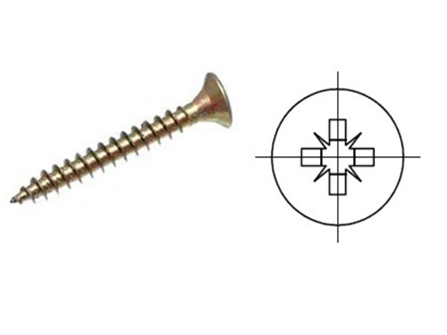 StrongFix Pozdorja csavar  4x35 süllyesztett fej cink sárga PZ2