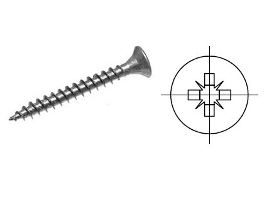 StrongFix Pozdorja csavar  4x50 süllyesztett fej cink fehér PZ2