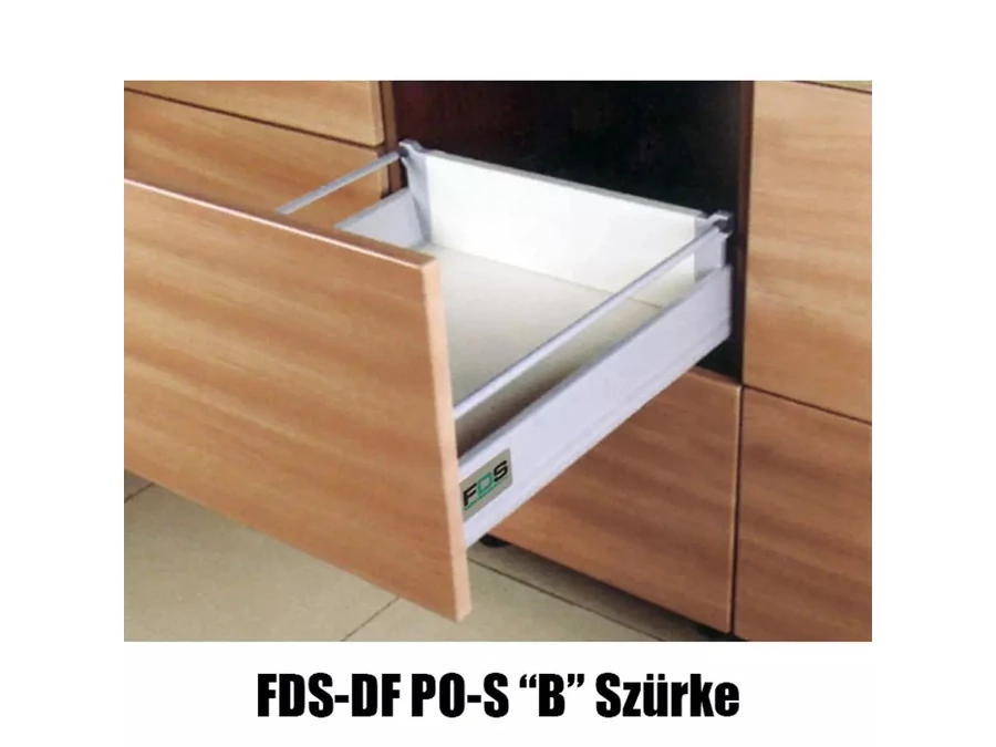 FDS DUPLAFALÚ FÉM FIÓKOLDAL FDS-DF PO-S B PUSH OPEN SZINKR 400mm, 40kg SZÜRKE