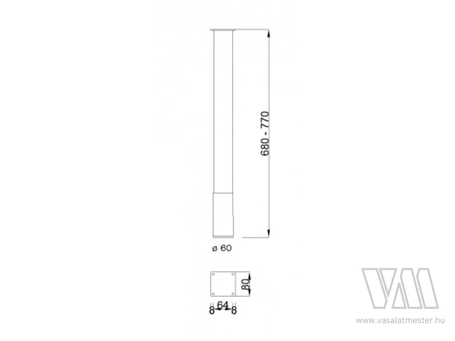 217707 - MILADESIGN asztalláb G5 ST601 ezüst