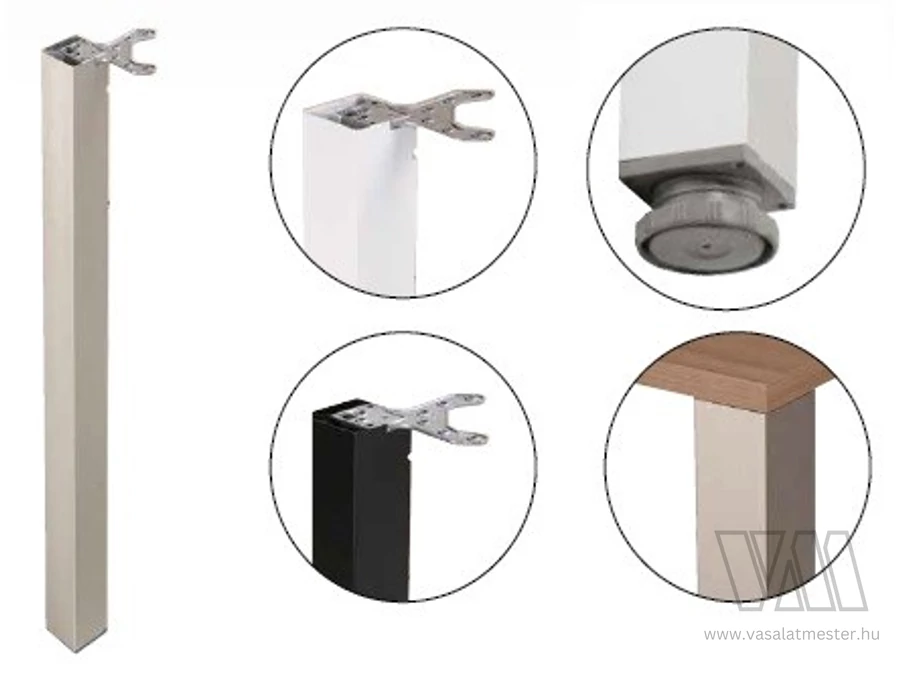 337133 - StrongLegs asztal láb TA001, 710R/80x80mm, fekete matt