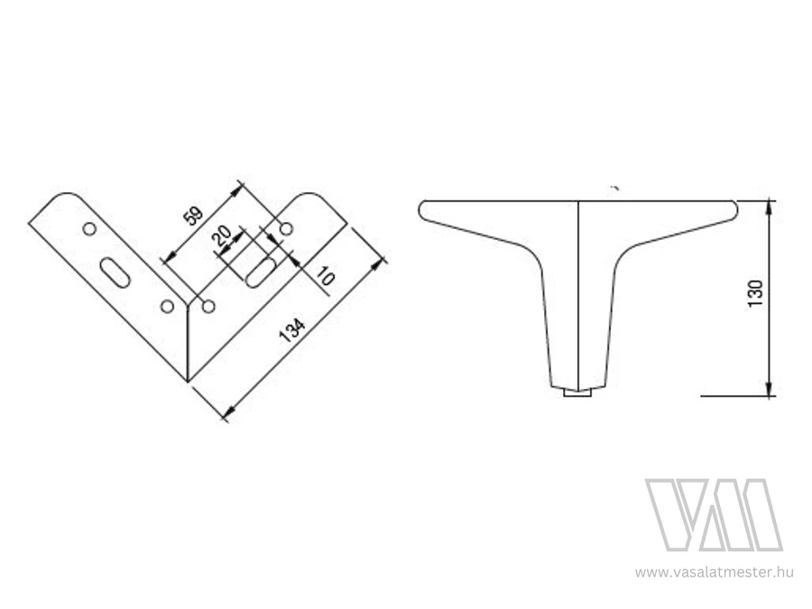 154307 - StrongLegs bútor láb FS003, 130mm, króm fényes