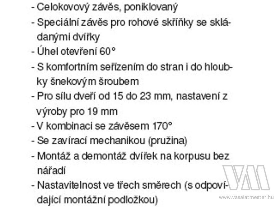 BL 79T8500 harmonika ajtó csavar 60°