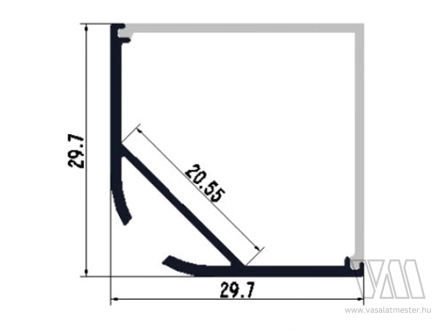 LP-profil Corner 30 alu anodizált 2000mm