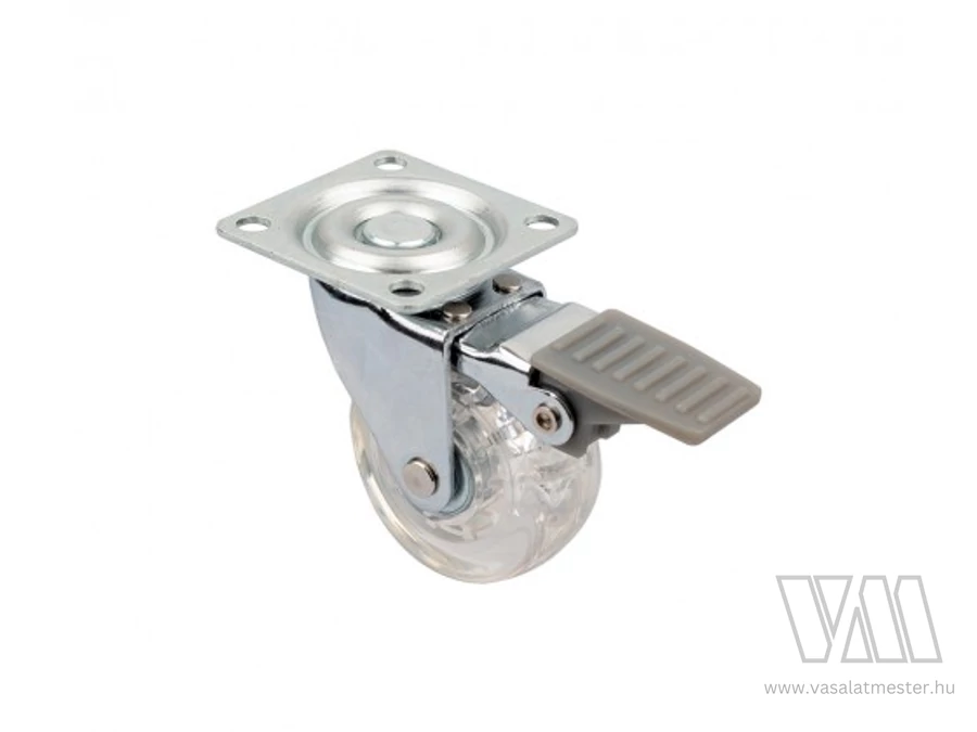 StrongCastors Kerék TOP-E, átm. 50 mm, átlátszó sötét, fékkel