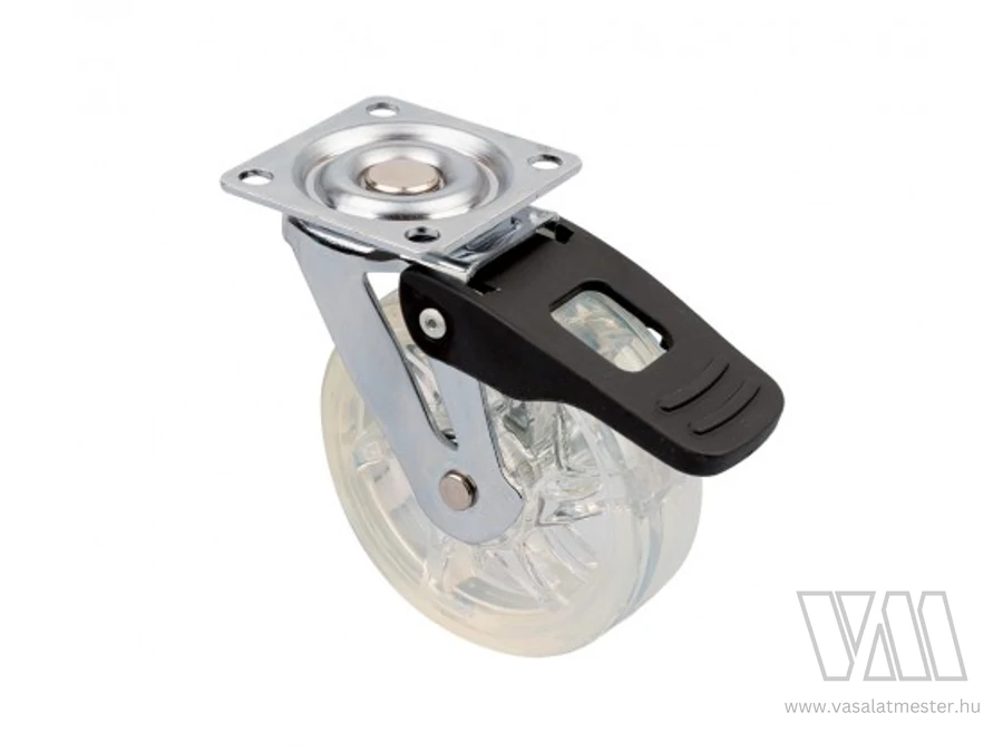 StrongCastors Kerék TOP, 75 mm, átlátszó, fékkel