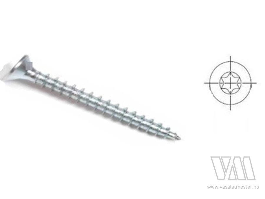 StrongFix Csavar TX 3x35 süllyesztett fejű cink fehér T10 csavar