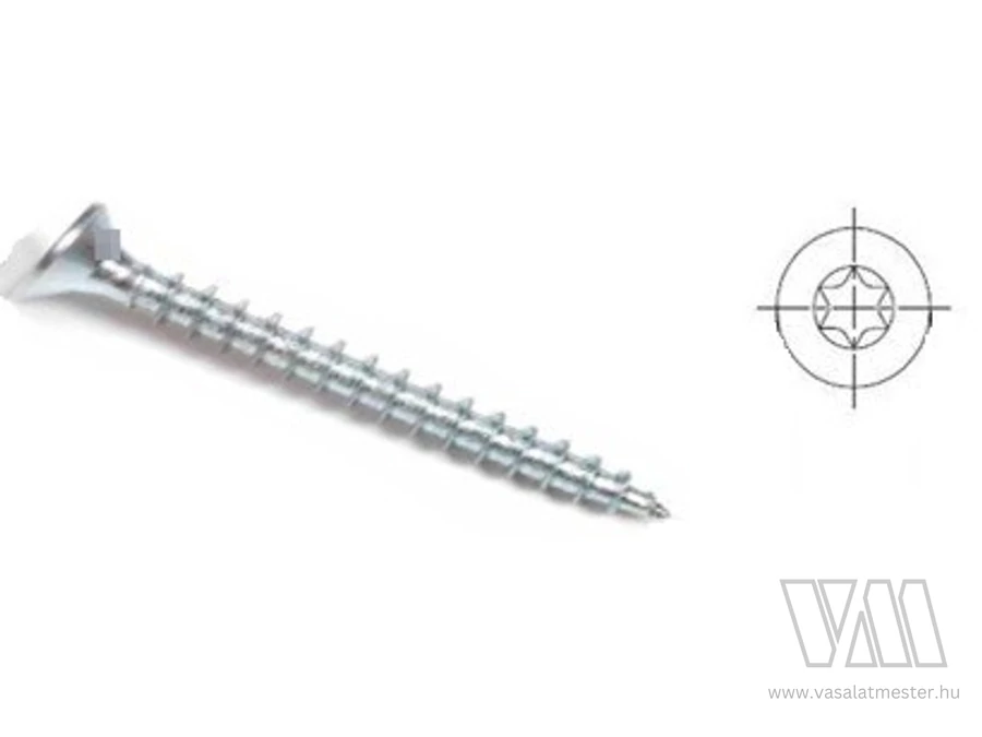 StrongFix Csavar TX 3,5x30 süllyesztett fej cink fehér T15
