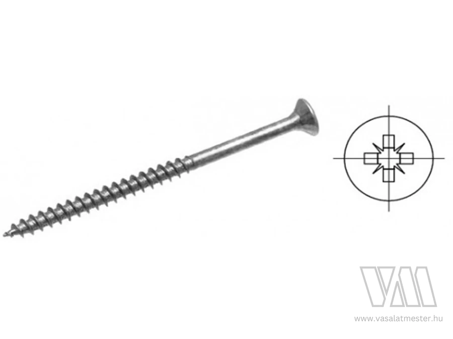 StrongFix PZ Csavar 5x70/42 süllyesztett fej részleges menet cink fehér PZ2