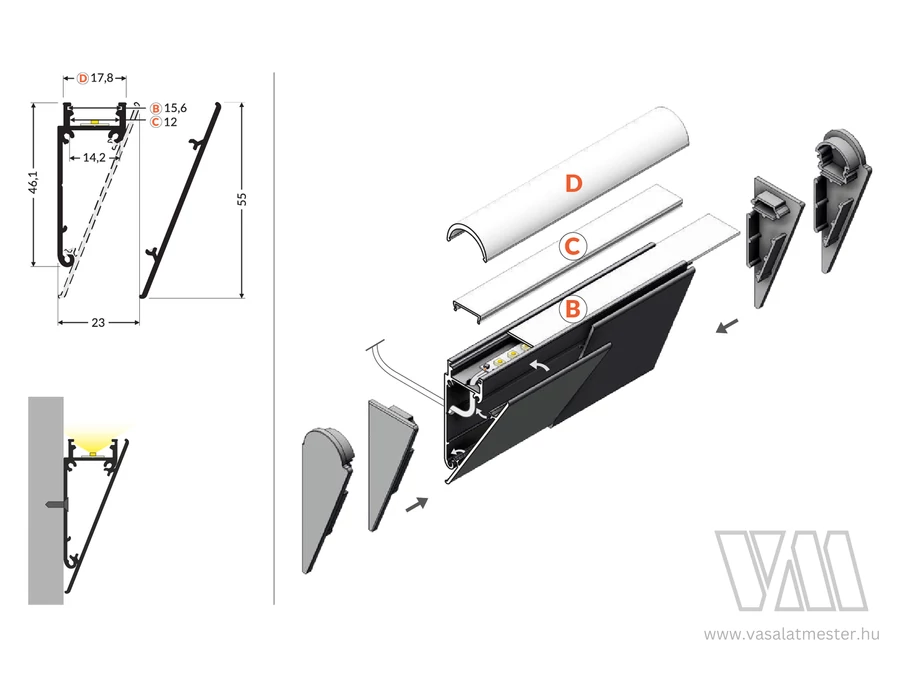 StrongLumio LED WALLE profil fehér 1000mm