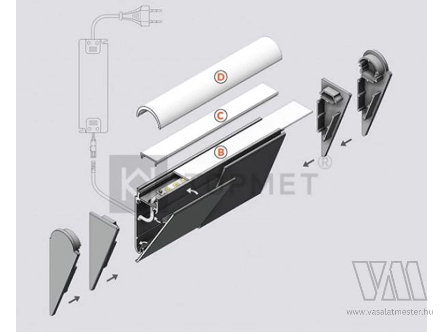 StrongLumio LED profil WALLE burkolat eloxált 3000mm