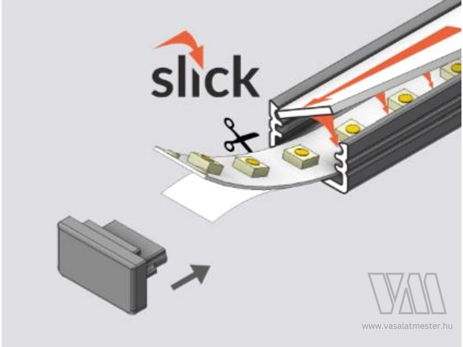 215852 - StrongLumio végzáró LED profilhoz Slim 8 szürke (pár)