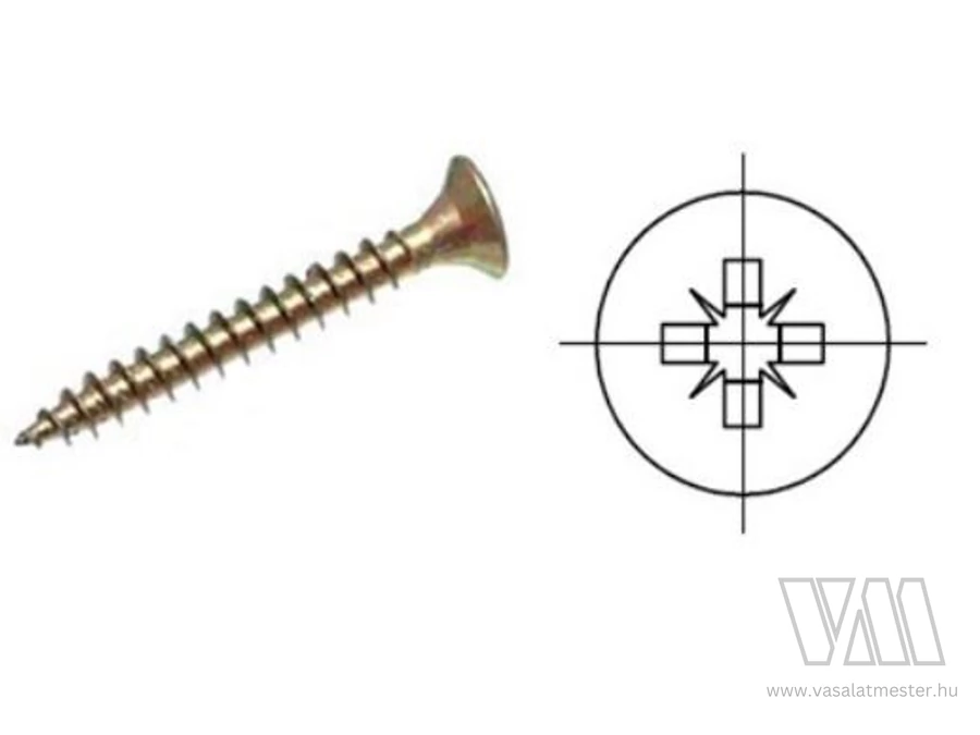 StrongFix PZ csavar  ZH 3,5x60 sárga cink PZ2