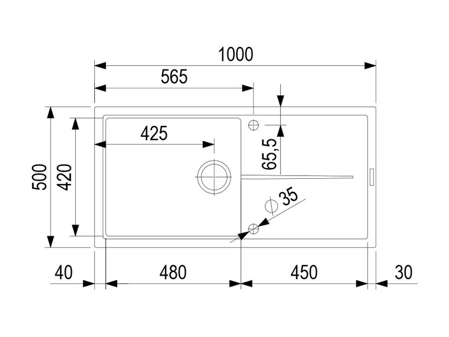 491380 - StrongSinks S3 Labe 1000x500 mm gránit mosogató fekete