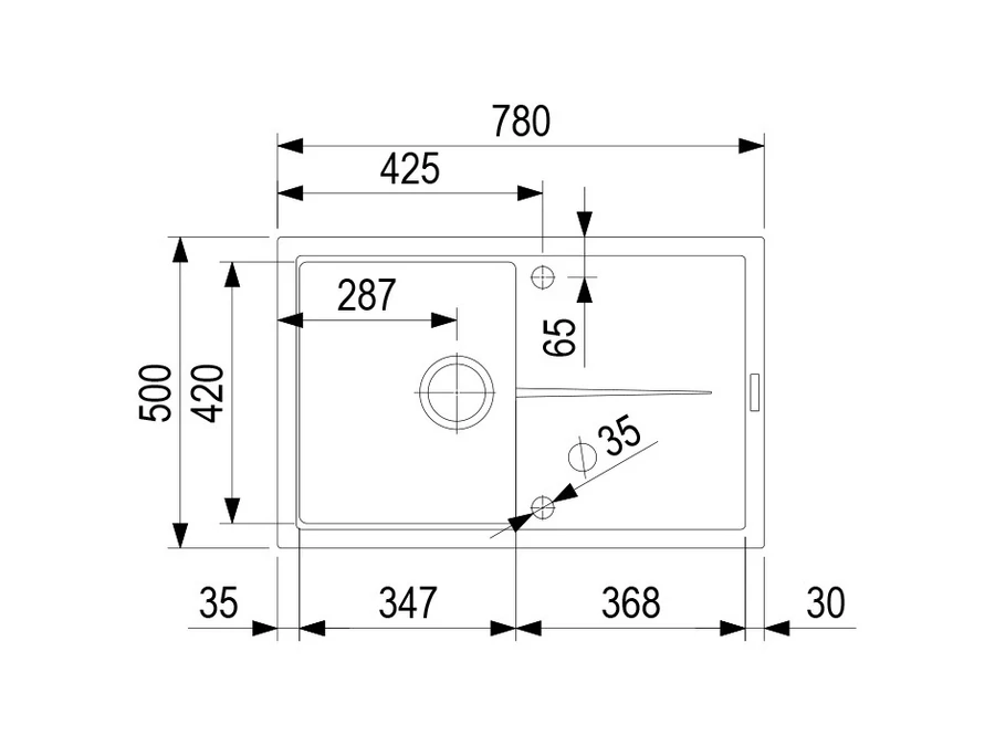 StrongSinks S3 Labe 780x500 mm gránit mosogató szürke