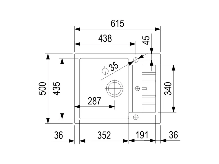 StrongSinks S3 Vardar 615x500 mm gránit mosogató fehér