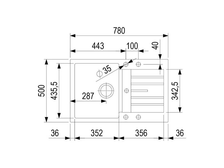 StrongSinks S3 Vardar 780x500 mm gránit mosogató barna