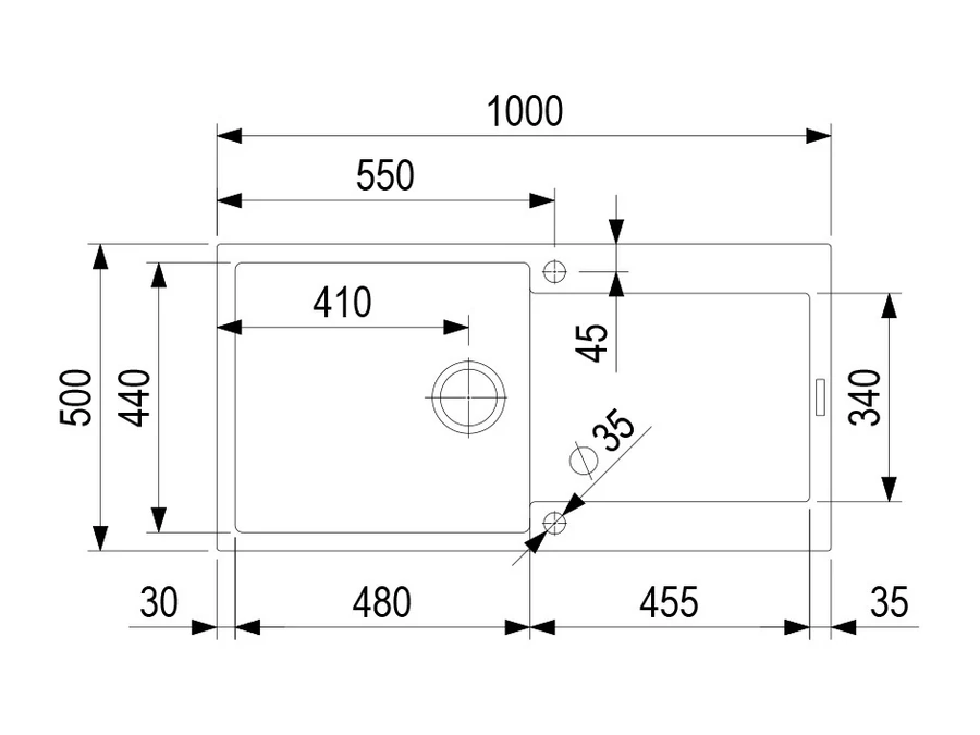 StrongSinks S3 Zala 1000x500 mm gránit mosogató szürke