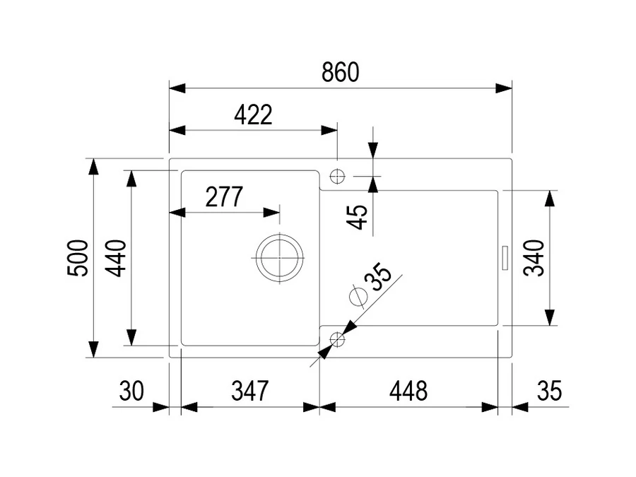 491408 - StrongSinks S3 Zala 860x500 mm gránit mosogató fehér