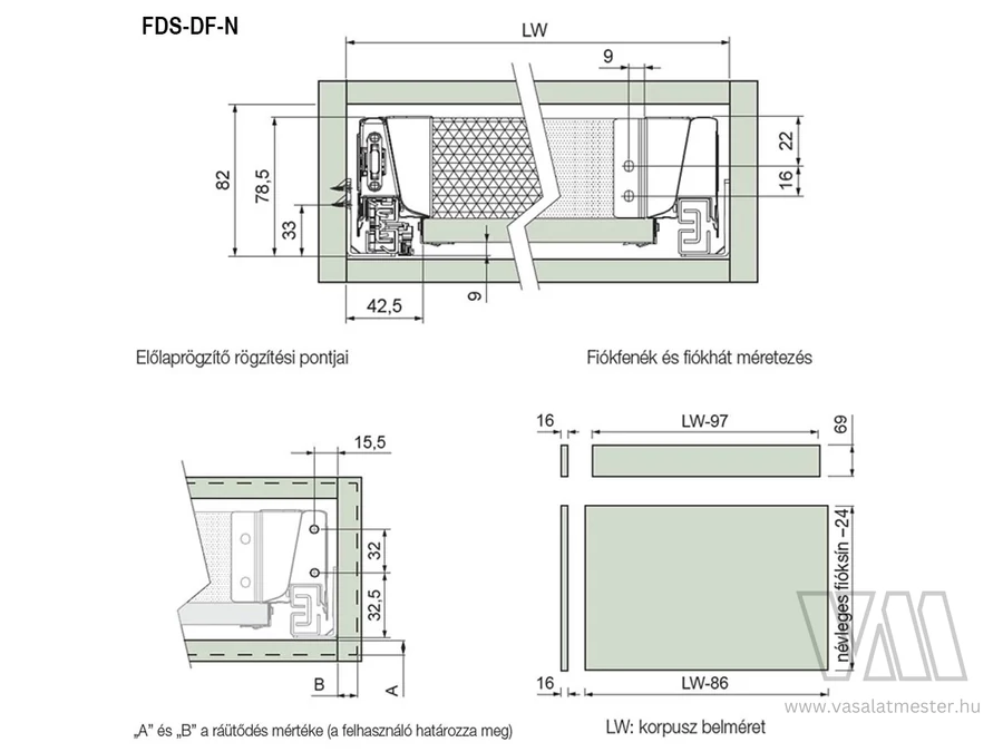 FDS DUPLAFALÚ FÉM FIÓKOLDAL FDS-DF N 500mm