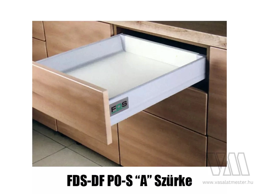 FDS DUPLAFALÚ FÉM FIÓKOLDAL FDS-DF PO-S A PUSH OPEN SZINKR 550mm, 40kg SZÜRKE