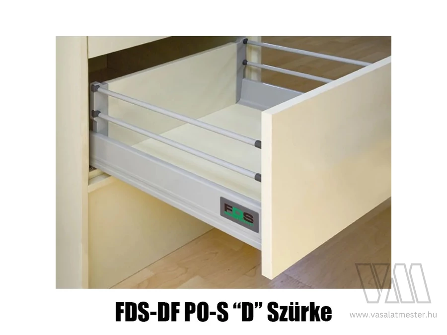 FDS DUPLAFALÚ FÉM FIÓKOLDAL FDS-DF PO-S D PUSH OPEN SZINKR 450mm, 40kg SZÜRKE