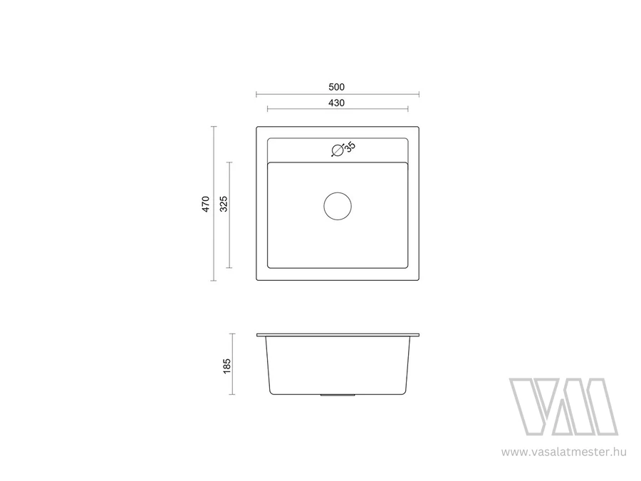 1320 - Quadron JOHNNY 110 gránit mosogató (500x470 mm