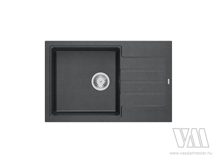 1326 - Quadron PETER 111 gránit mosogató (780x500 mm, 1 medence+csepegtető) black diamond