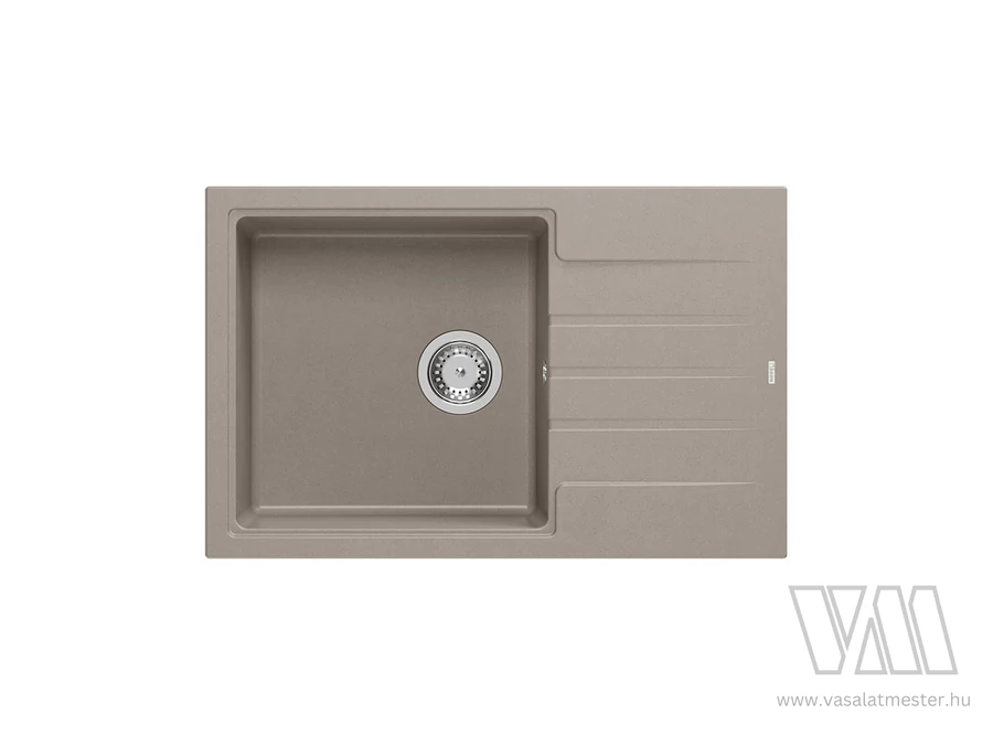 1328 - Quadron PETER 111 gránit mosogatótálca (780x500 mm, 1 medence+csepegtető) soft taupe