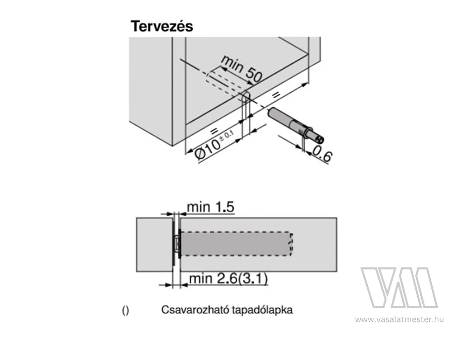 Adapter TIP-ON-hoz egyenes rövid  fehér